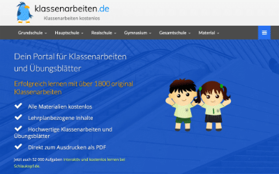 Screenshot der Website Klassenarbeiten.de